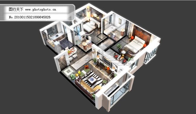 高清地产设计素材-3D户型图