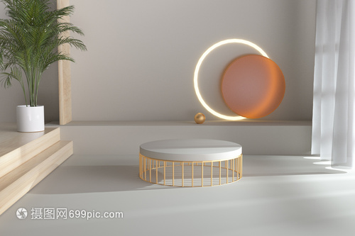 小清新C4D室内电商展台